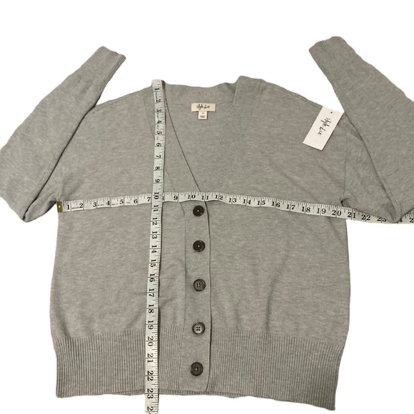 STYLE & CO Cropped Button gray Cardigan size varius casual NWT - Picture 4 of 9